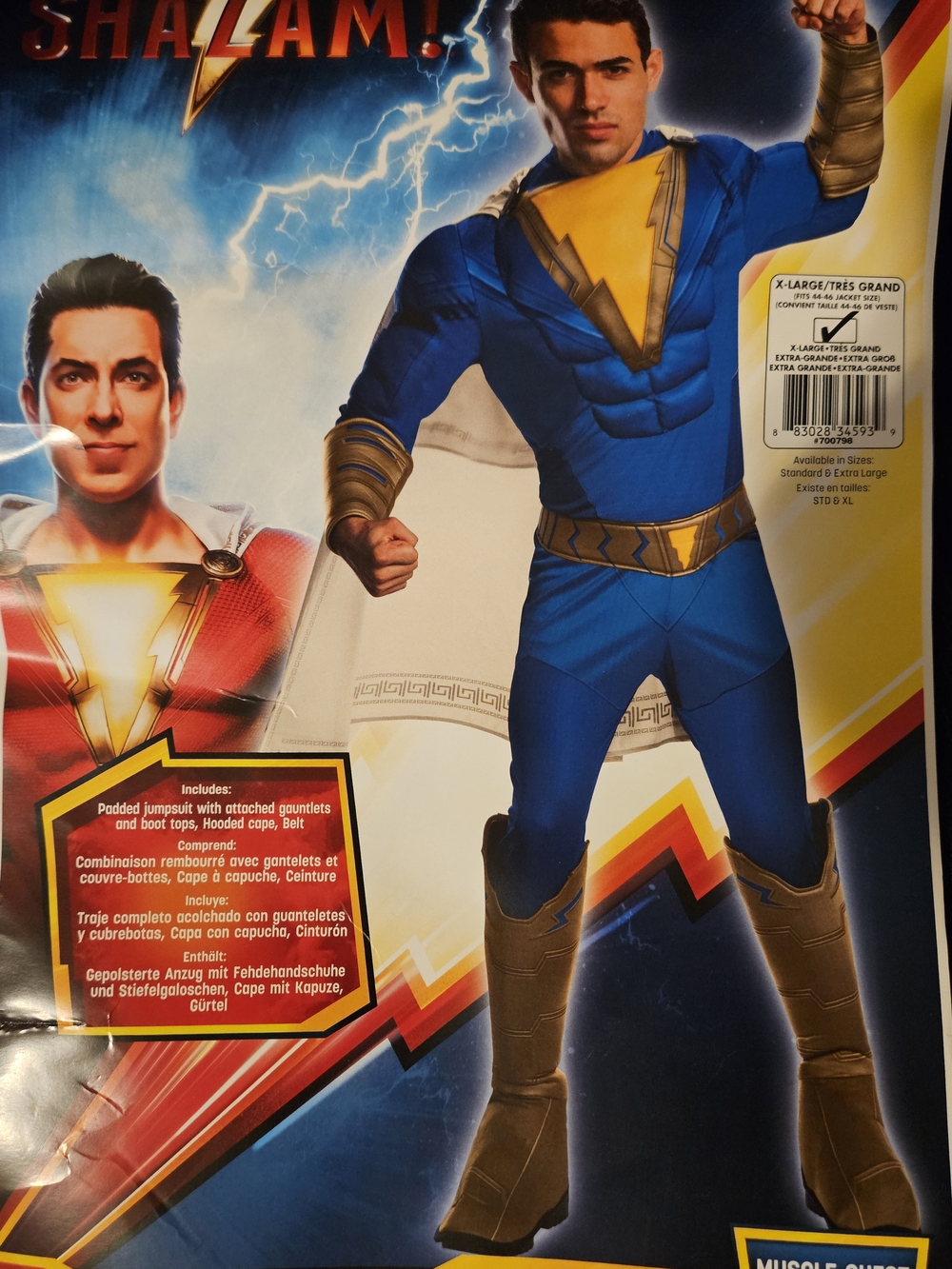 Deluxe Shazam Halloween  Adult Freddy Costume  Size XL ( 44-46 )